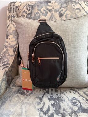Black Xtrem By Samsonite  Crossbody Sling Bag with Rose Gold Accents